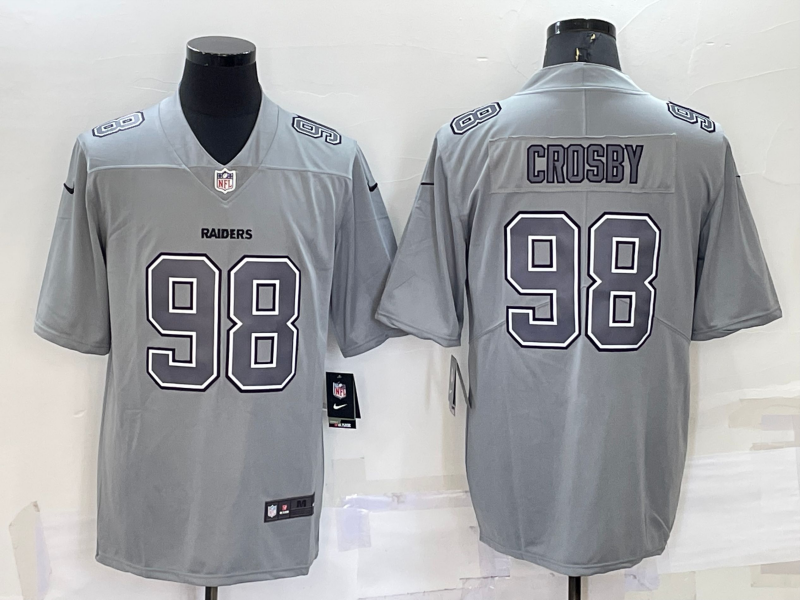Men's Las Vegas Raiders #98 Maxx Crosby Grey Atmosphere Fashion Stitched Jersey